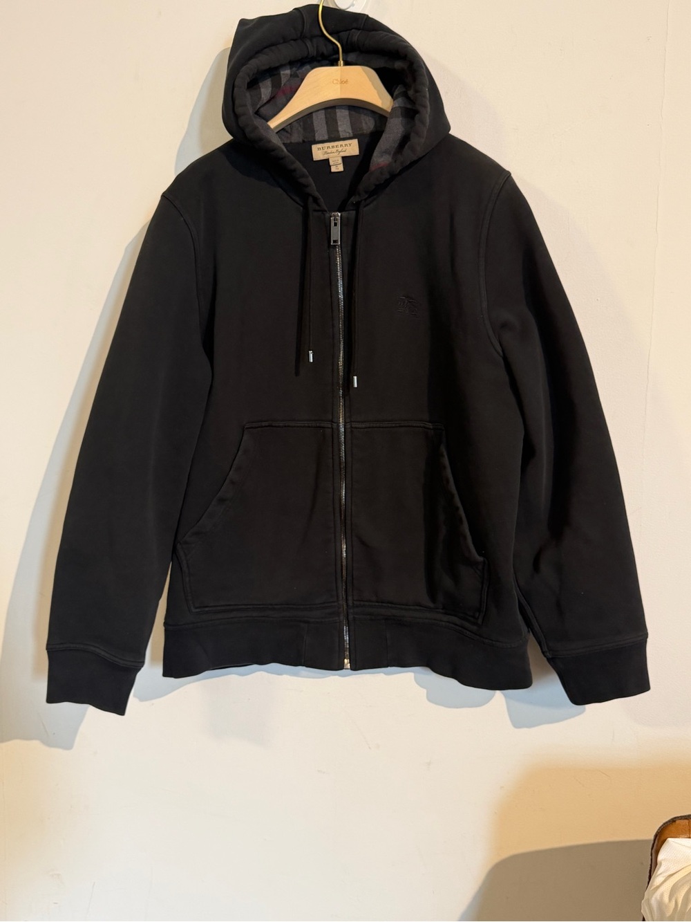 Burberry Black Full-Zip Hooded Sweatshirt Jacket